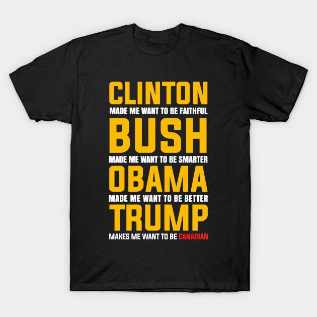 TRUMP MAKES ME WANT TO BE CANADIAN T-Shirt by HelloShop88